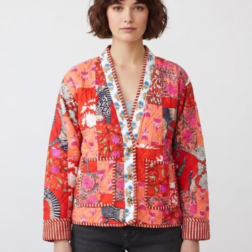 beautiful without being too fancy Patchwork Style Cotton Quilted Jacket