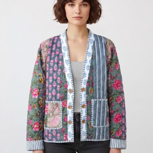 The Heritage Patchwork Style Cotton Quilted Jacket In Multicolor