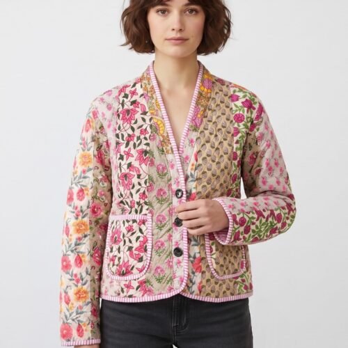 Garden Vive Patchwork Style Cotton Quilted Jacket In Multicolor
